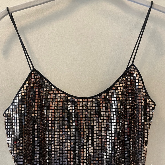 Alice + Olivia Nelle Embellished Mini Dress - Gold & Black - Picture 3 of 7